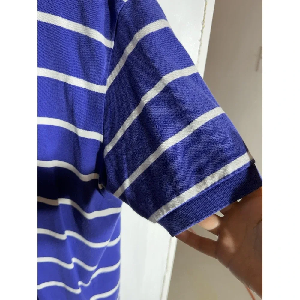 Polo By Ralph Lauren Purple And White 2XL 100% Cotton Green Pony Short Sleeve